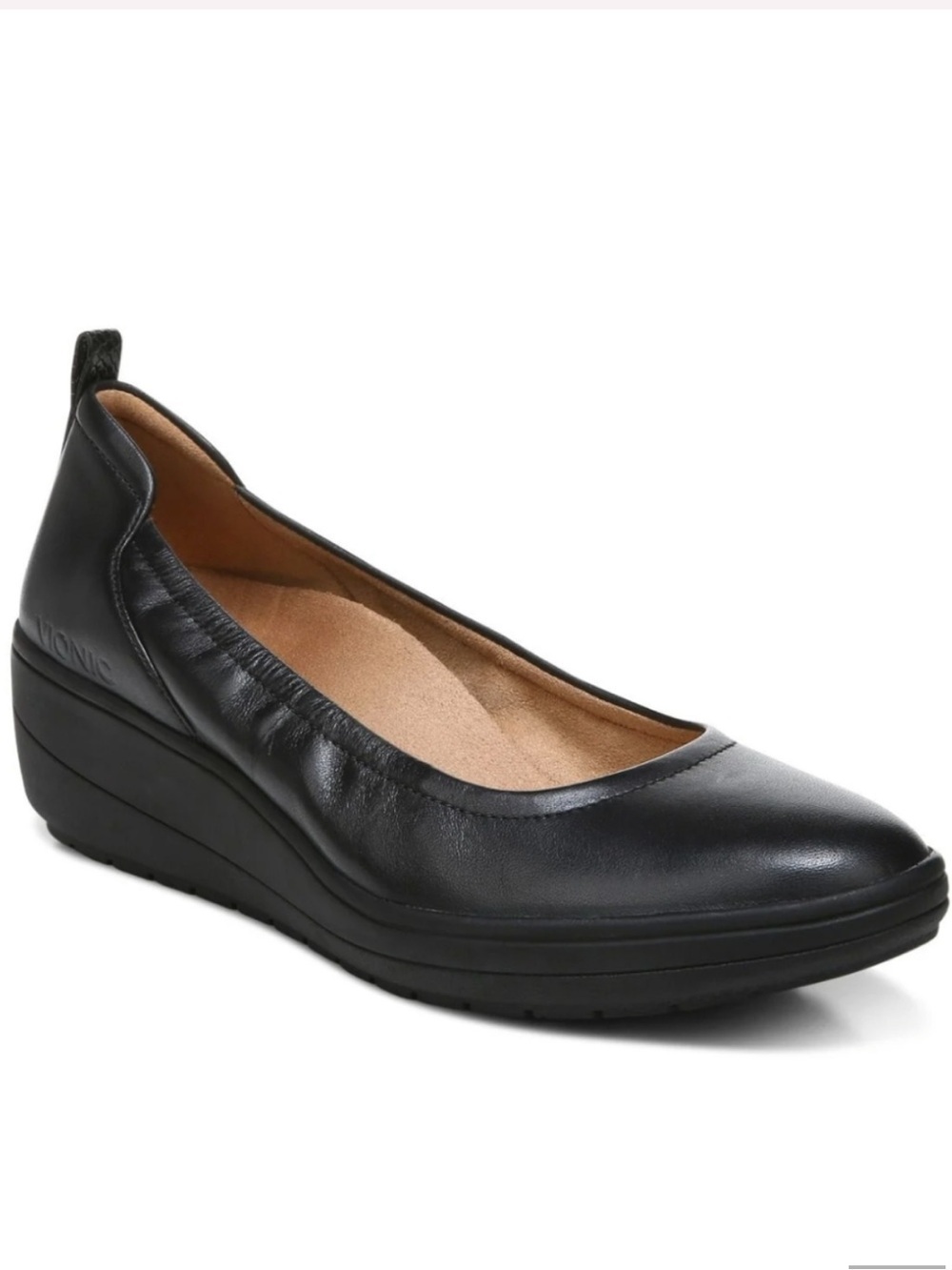 Vionic Jacey Platform Loafers Slip On Flats Comfort Shoes Leather Black Size 8.5 - Picture 1 of 12